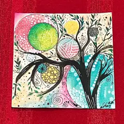 Art By Me “4”x4” Mix Media Watercolor & Ink “life”