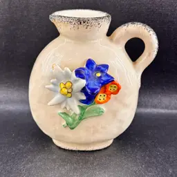 Vintage Ceramic German Goebel Floral Liquor Decanter No Stopper