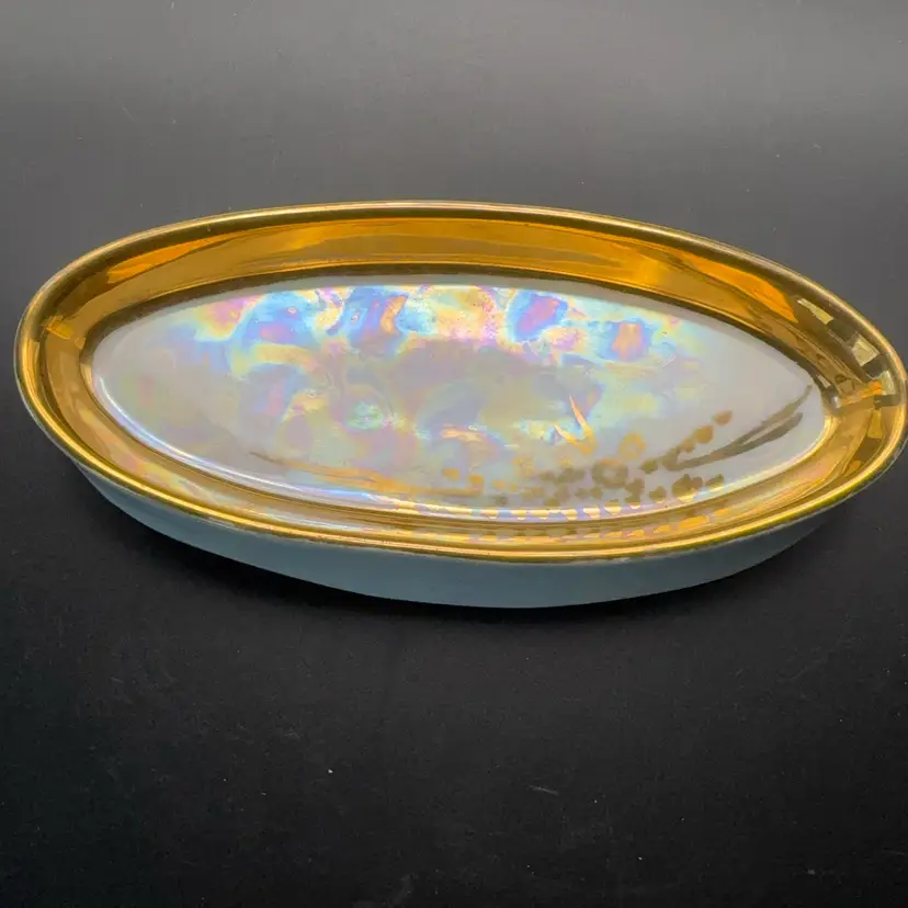 Antique Iridescent Lusterware Trinket Dish - Signed E. Arnold - Bavaria 1910