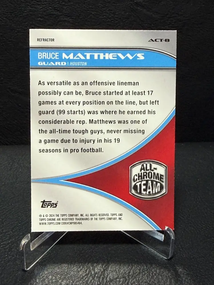 Bruce Matthews 2024 Topps Chrome All-Chrome Team #ACT-8 Refractor Oilers Titans Bonus Warren Moon