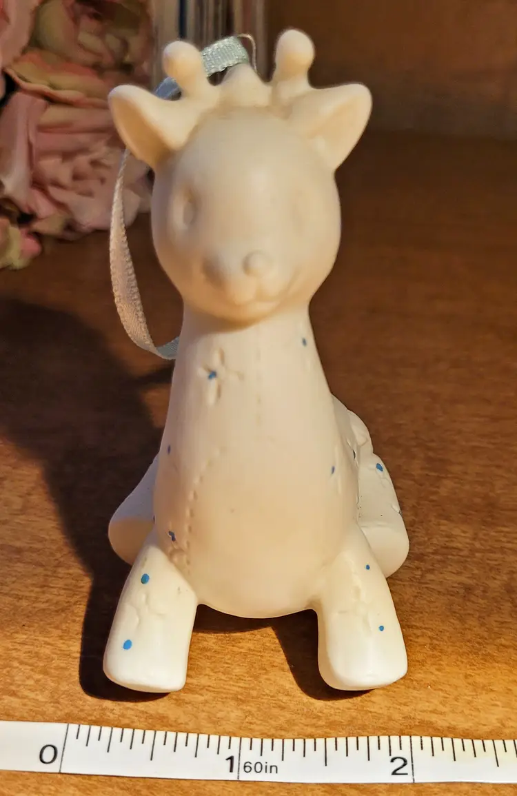 Vintage Ceramic Baby Boy Giraffe Ornament c. 1990s