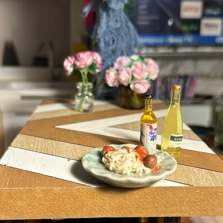 spagetti dinner w two drinks 