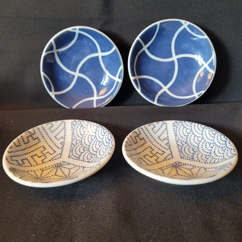 Set of 4 Japanese Small Soy Sauce Dipping Dishes Made in Japan 3.5 inches
