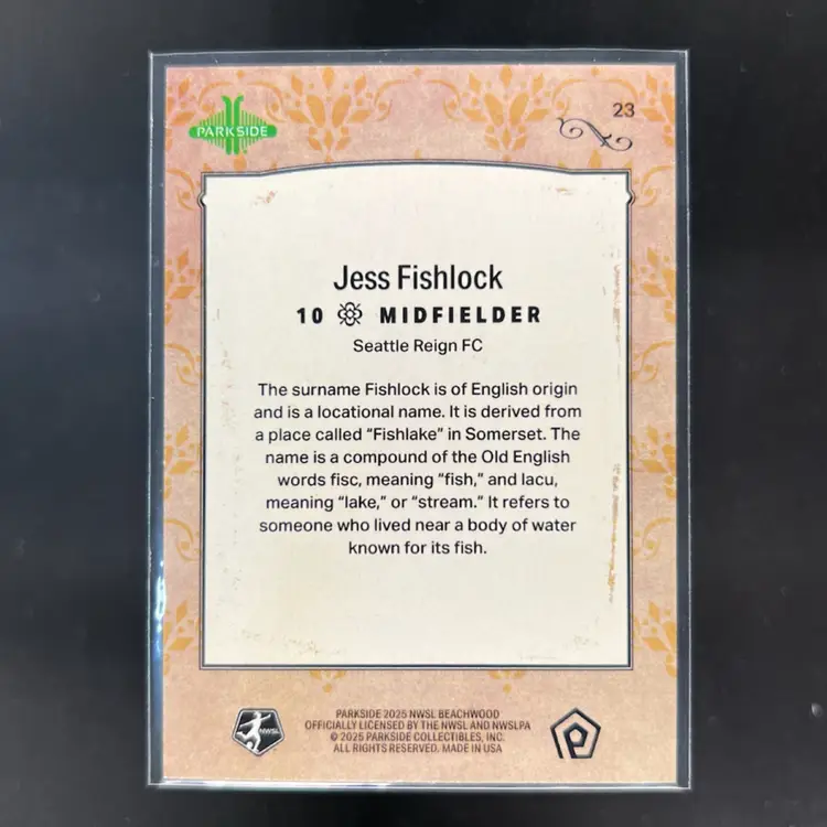 Jess Fishlock 2025 Parkside Beachwood Brand Lineage Soccer Card