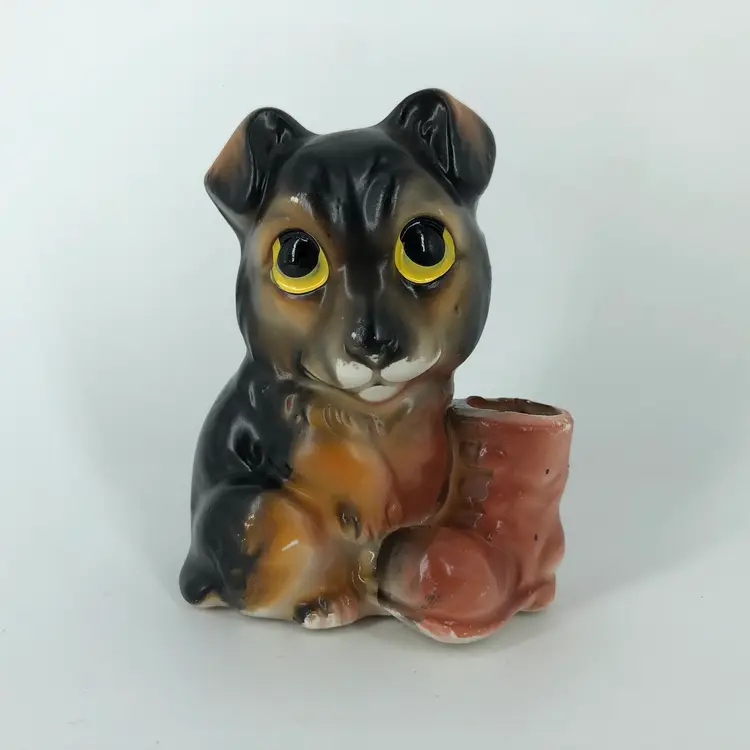 Vintage Dog with Boot Toothpick Holder / Mini Planter