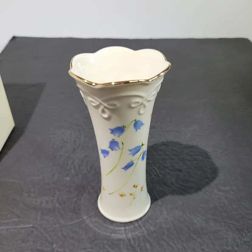 Lenox Blue Bell Porcelain 5" Bud Vase with Gold Trim Vintage NIB