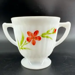 MacBeth-Evans Petalware Monax White Opalescent Open Sugar Bowl