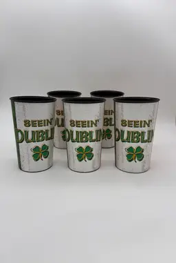 St.Patrick’s Holiday SEEIN DUBLIN Plastic Cups 22oz Dynamic Drinkware Set Of 5