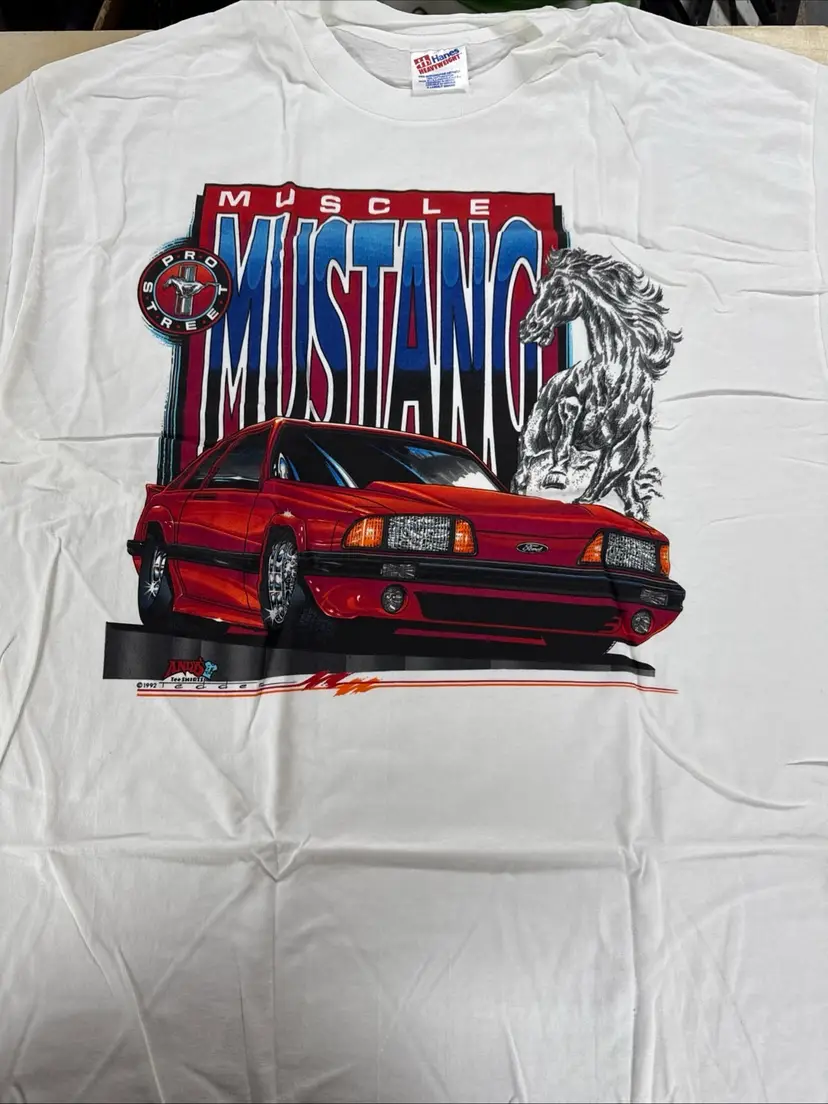 1992 ANDYS Ford Foxbody Mustang Tee Shirt XL USA Made Single Stitch NOS