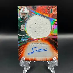 Francis Mauigoa 2025 Bowman U Best Jumbo Relic Autograph Miami Hurricanes