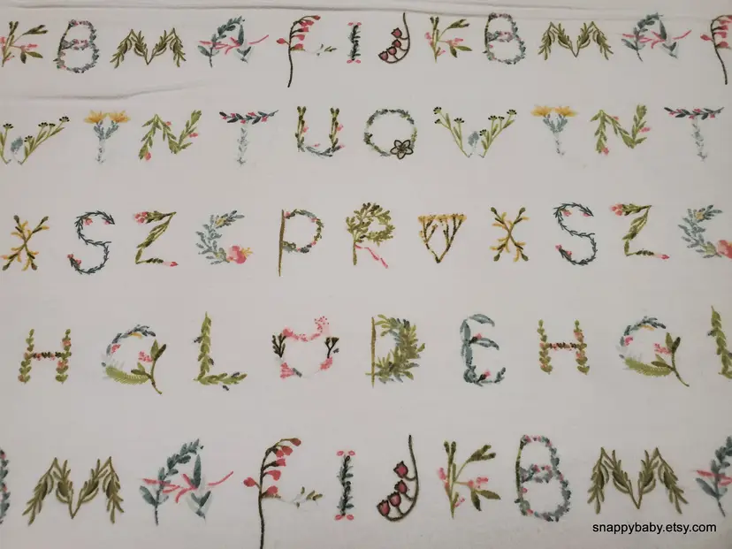 Fresh Picked Floral Letters Flannel Fabric Remnant - 100% Cotton - Choose Size - Soft Craft & Quilting Fabric