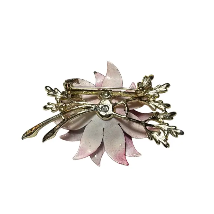 Coro Vintage Signed Pointsettia Brooch - 3.25”