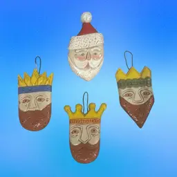 VTG MCM Style Lot of 4 Ceramic Christmas Ornament 3 Kings/Wisemen & Santa