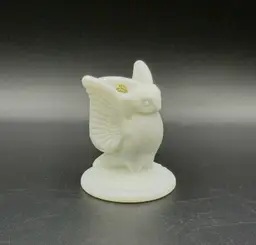 Westmorland Owl Milk Glass Toothpick Holder, partial Sticker Intact