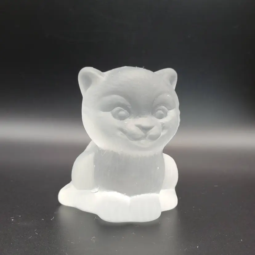 Goebel Satin Frosted Glass Cat Kitten Germany Paperweight Figure