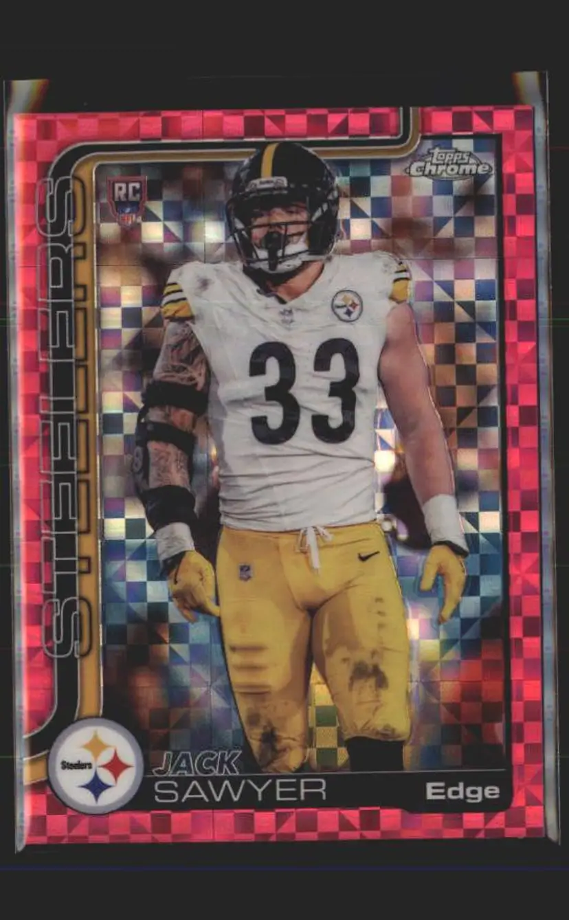 Jack Sawyer 2025 Topps Chrome #357 Hot Pink X-Fractor - (140) - Pittsburgh Steelers