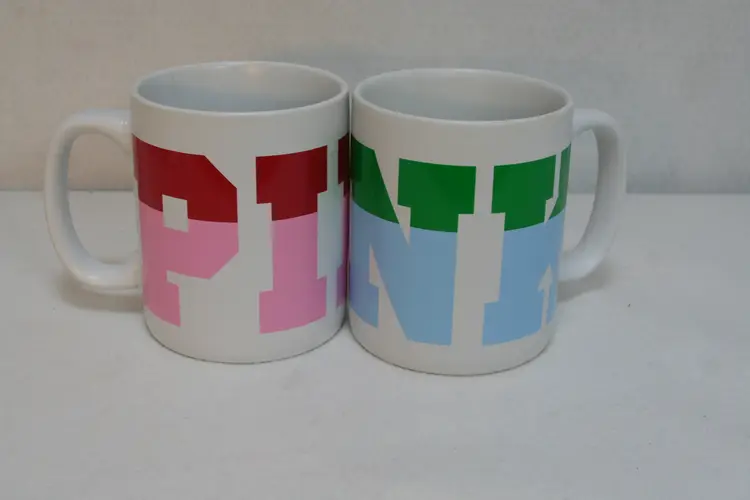 PINK Victoria's Secret Green Fresh Start Cozy Large Coffee Tea Cups Mug Set of 2