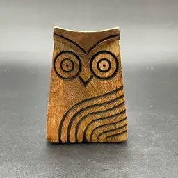 Wooden Owl Bird Eyeglasses Pencil Pen Holder Office Desk Decor