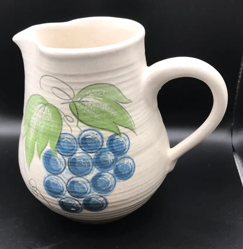 Franciscan Ware Water Pitcher Grape Cluster Leaves Earthenware Plate EUC