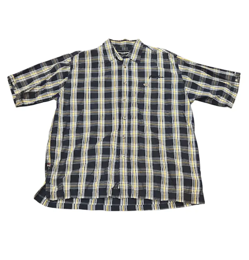 Phat Farm Shirt Men Large Blue Plaid VTG Y2K Streetwear Button Up Short Sleeve