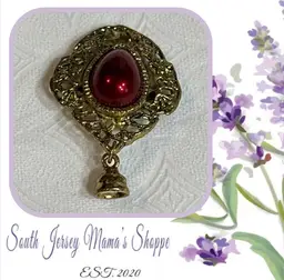 Vintage Gold Tone Victorian Inspired Brooch With Bell