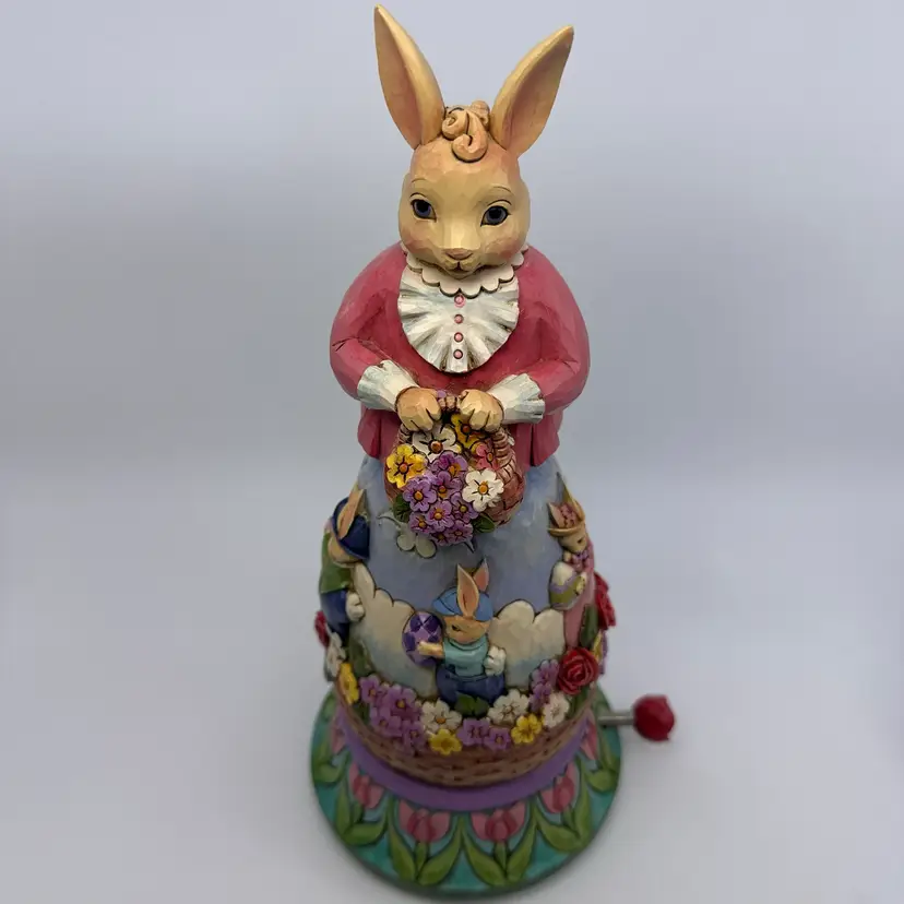 Jim Shore Bunny “Easter's On It's Way” Musical Box Figurine 10.5”