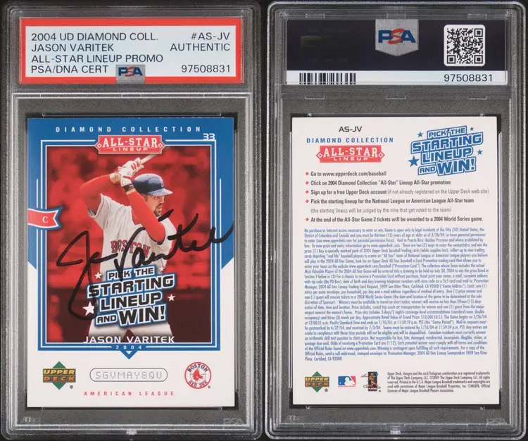 Jason Varitek PSA/DNA 2004 UD Diamond Collection All-Star Lineup Promo #AS-JV Boston Red Sox Auto Autograph