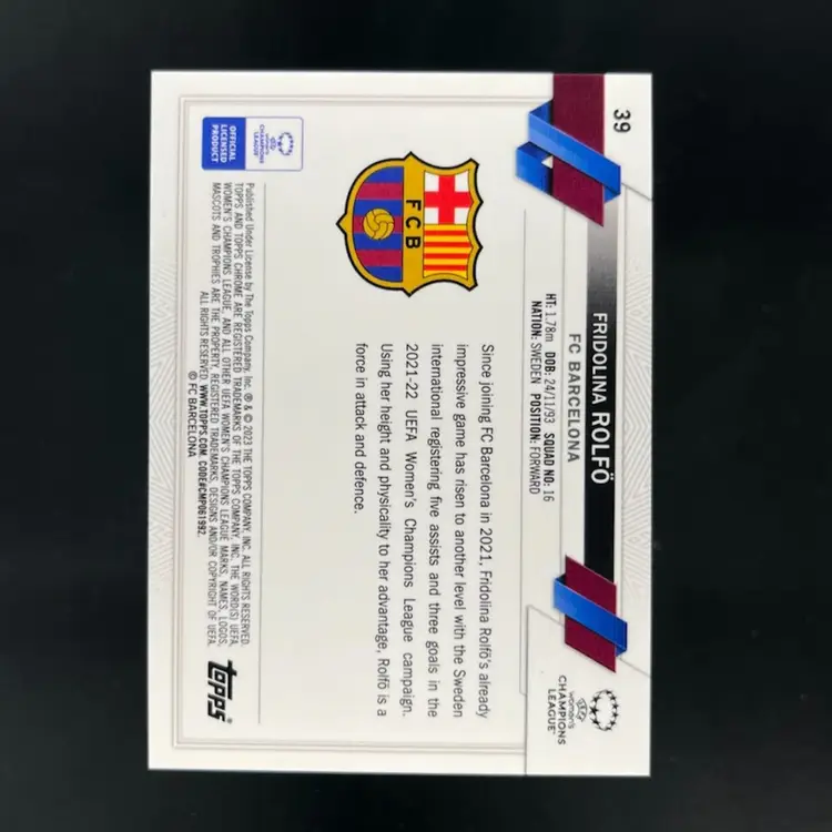 Fridolina Rolfo 2022/23 Topps Chrome UWCL Inferno /75 Soccer Card