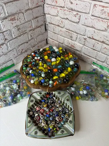 Over Flowing With Marbles And Some Glass Charms
