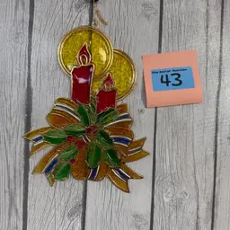 43 - VTG Plastic Stained Glass Candle Sun Catcher