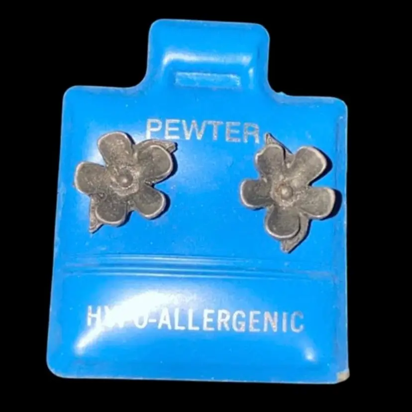 #13- New Old Stock Vintage 1980S Pewter Post Earrings As Pictured