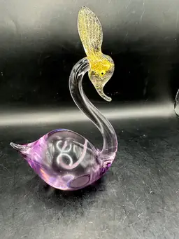 Salviati MURANO Glass Swan Bird Purple with Gold