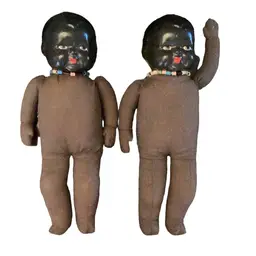 2 Vintage African American Bisque/Porcelain Twin Doll Heads On Cloth Bodies