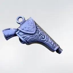 #32 Sterling Gun In Holster Charm 1”
