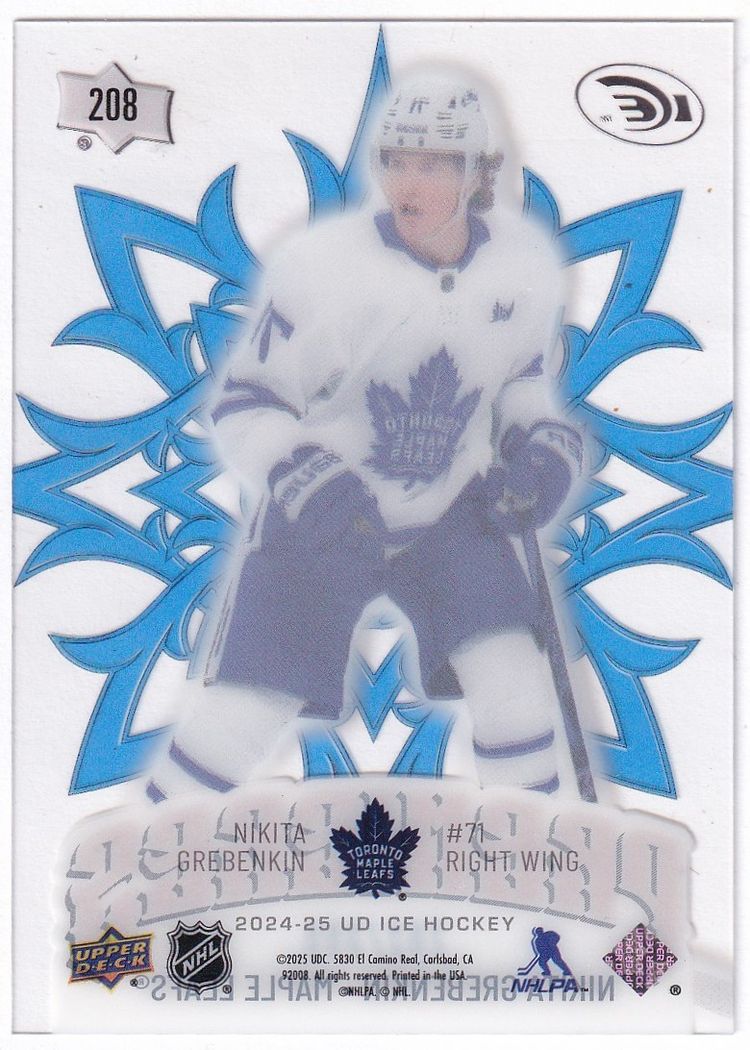 2024-25 Upper Deck Ice Blue #208 Nikita Grebenkin Toronto Maple Leafs Hockey Card