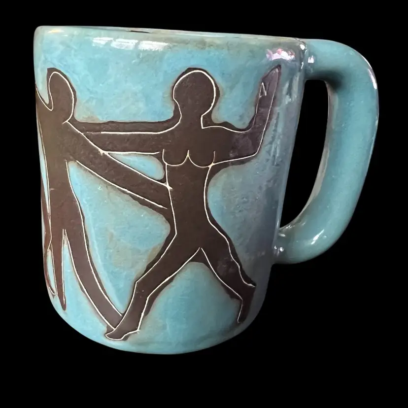#01 Dancing Figures Made In Mexico Mara Mug Blue, Brown