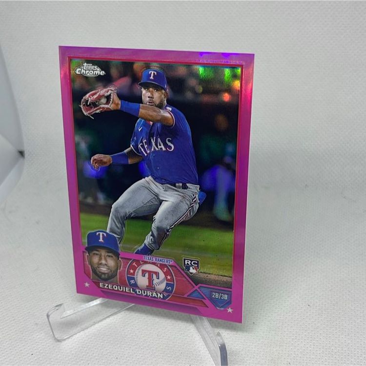 2023 topps chrome pink refractor ezequiel duran Rookie Texas Rangers 
