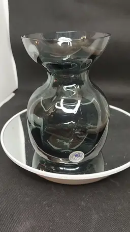 Vintage HOLMEGAARD Denmark HYACINTH BULB VASE Art Glass Smoky Gray Optic Rare