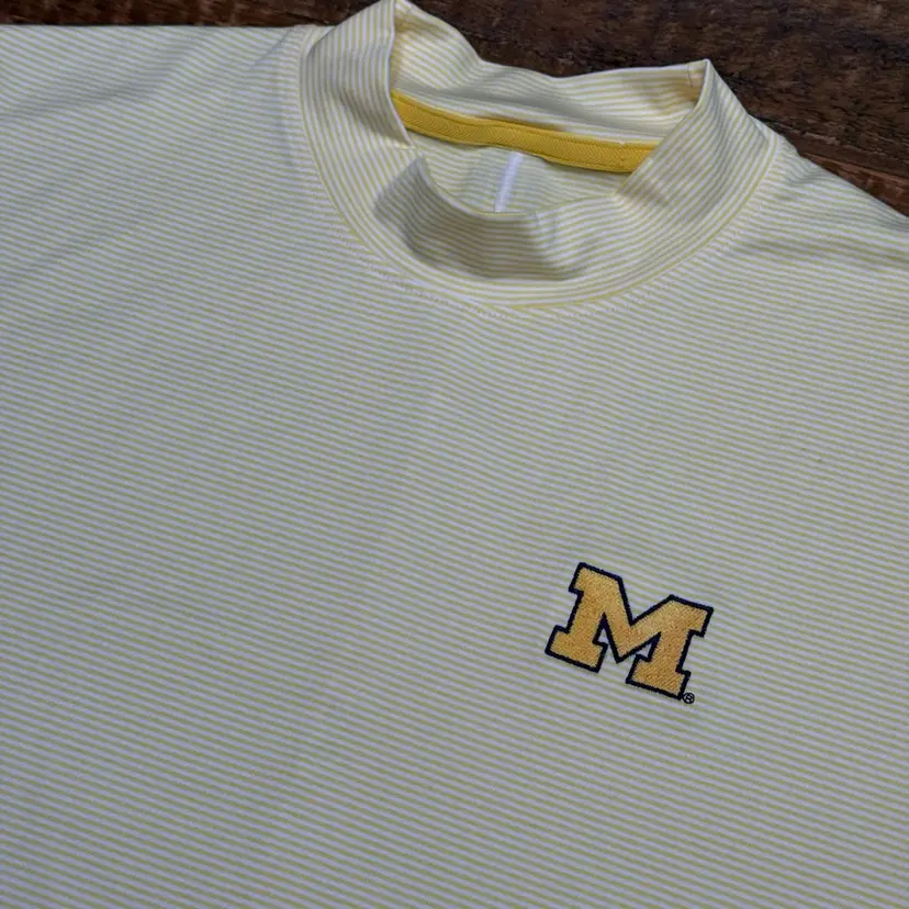 Nike Michigan Wolverines Tiger Woods Vapor Mock Neck Golf Shirt Men’s Sz L *NEW*