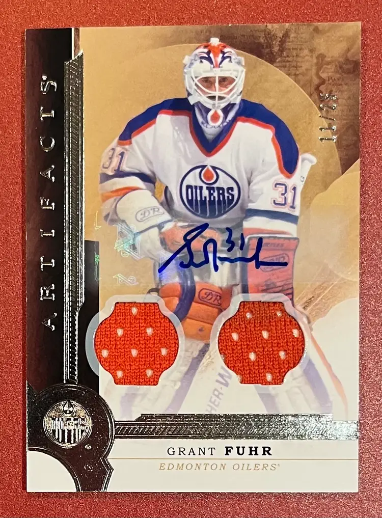 2016-17 Grant Fuhr Upper Deck Artifacts RPA Jersey Patch Auto #11/25 - Edmonton Oilers