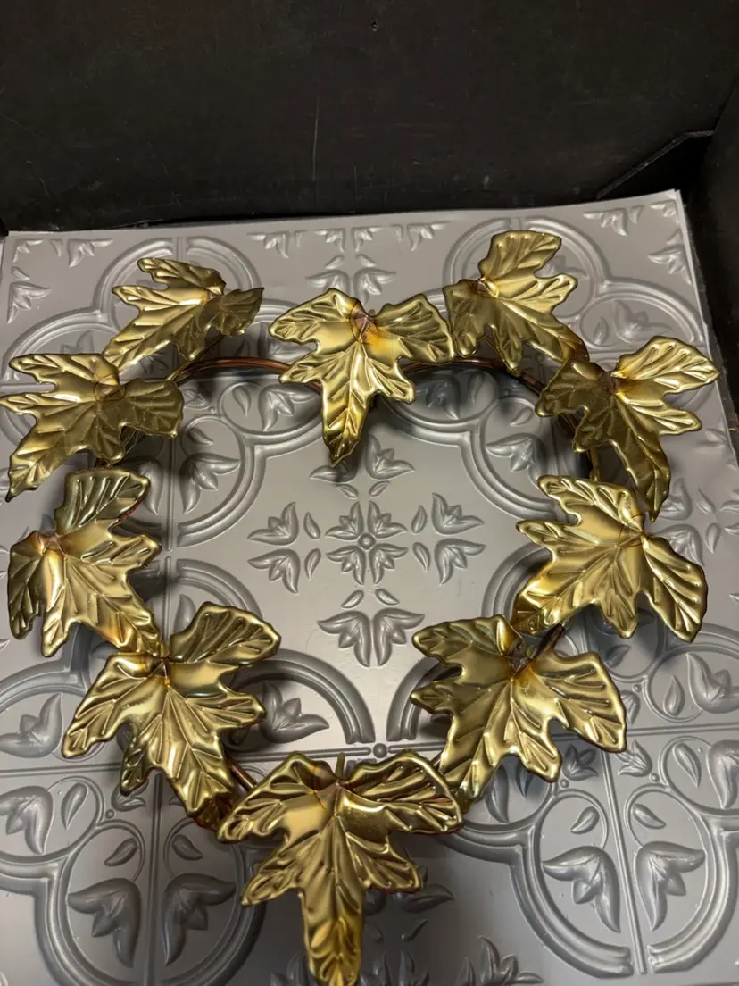 Vintage Homco Brass Leaf Leaves Heart Shaped Wall Hanging Home Decor