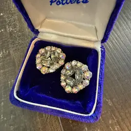 Vintage Rhinestone Clip On Earrings