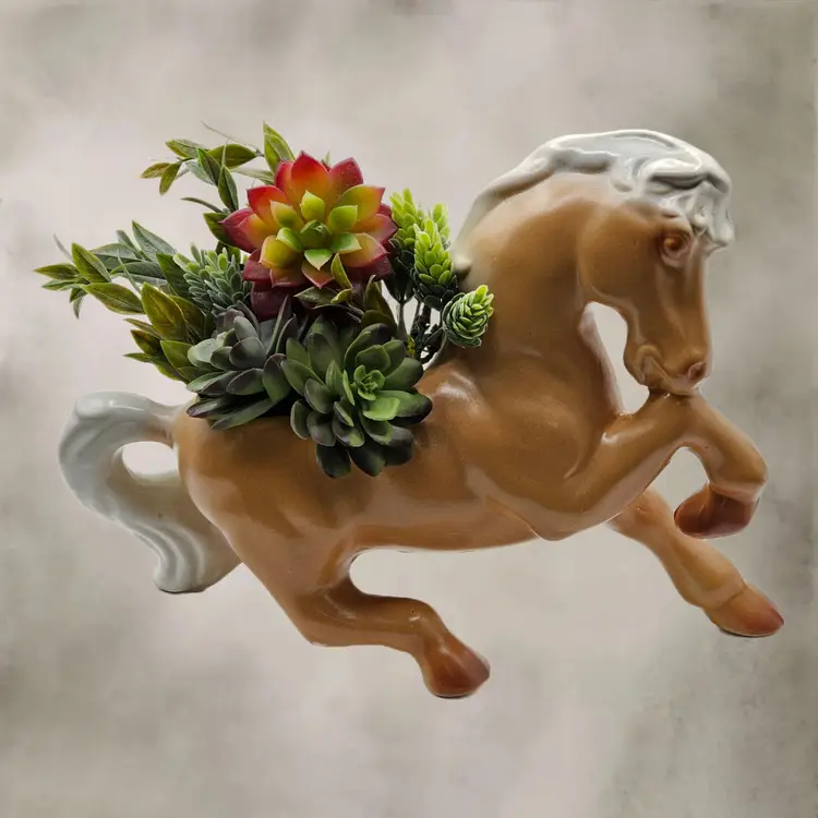 Retro Mid Century 1960s Ceramic Palamino Horse Planter Pot