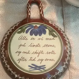 Norwegian Saying Plate With Handle Pottery