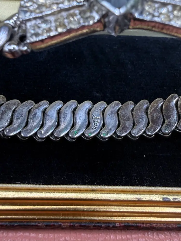 Co-star  Sterling Vintage Accordion Stretch With Rhinestone Bracelet