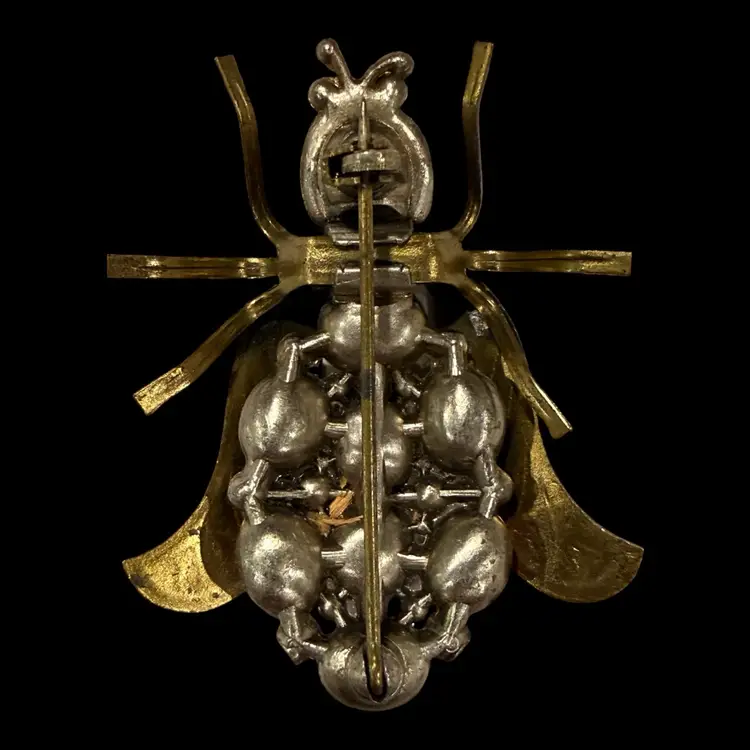 Amazing Red Rhinestone Bug Brooch 2”