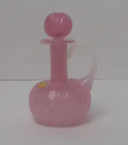 Vintage Murano Italy Archimede Seguso Pink Alabaster Glass Diamond Cruet 6" Tall