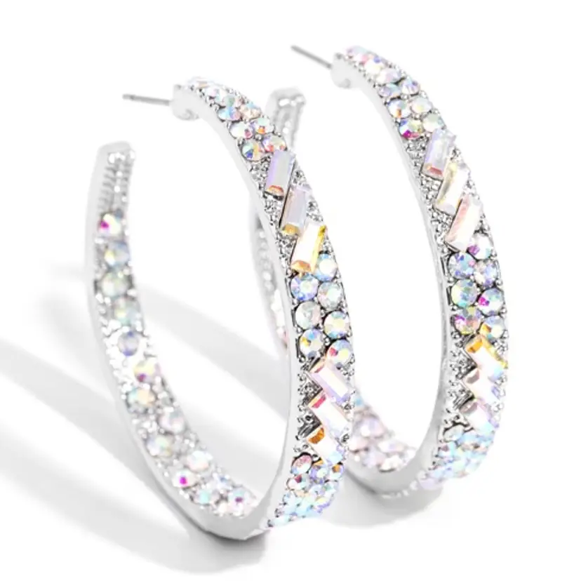 Iridescent Sparkle Hoop Earrings