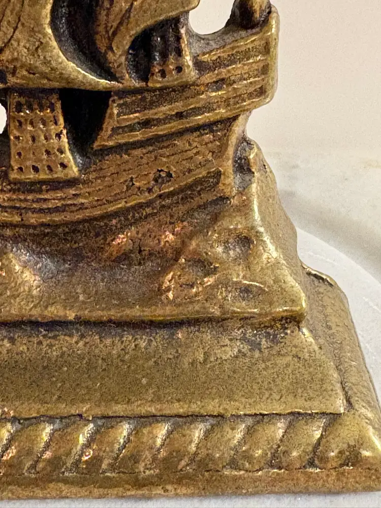 Vintage Brass Rigged Ship Bookend – Nautical Coastal Decor