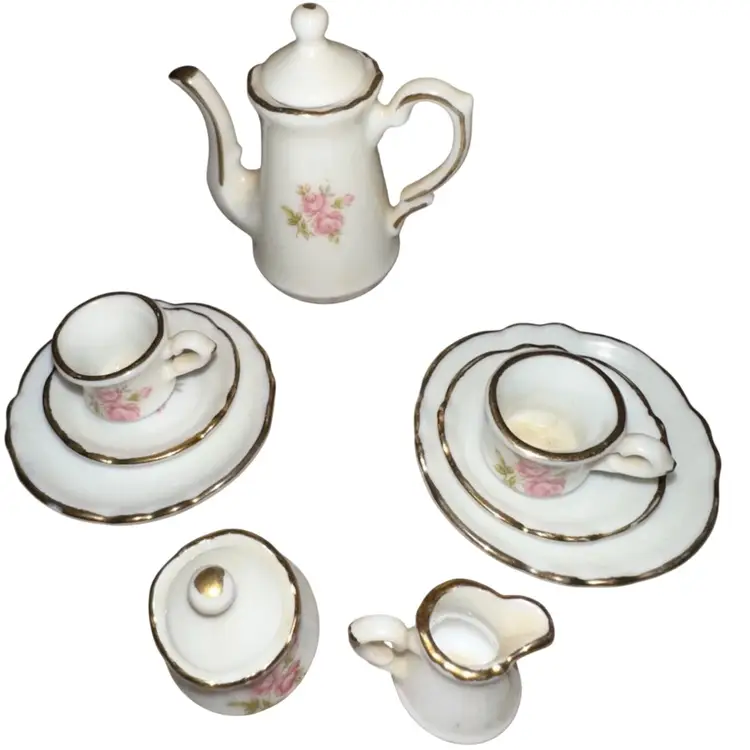 Miniature Porcelain 9 Pc Teaset
